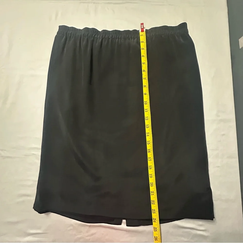VTG Patrick Collection Black Silk Midi Skirt Women Size 14 Lined Elastic Waist